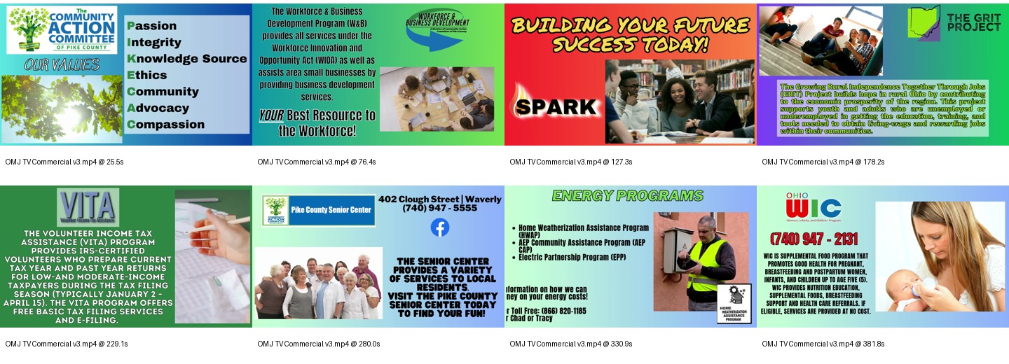 Storyboard preview for OhioMeansJobs lobby loop commercial